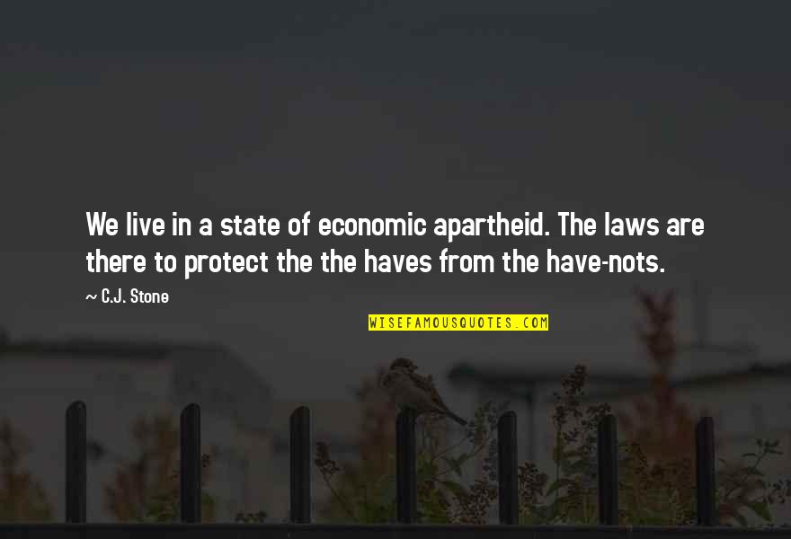 Alliterative Verse Quotes By C.J. Stone: We live in a state of economic apartheid.