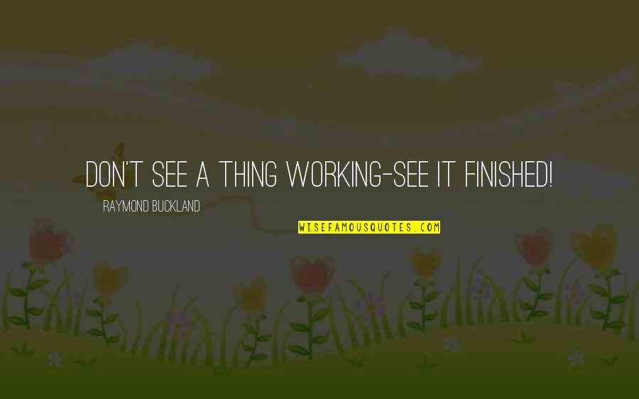 Allonby Quotes By Raymond Buckland: Don't see a thing working-see it finished!