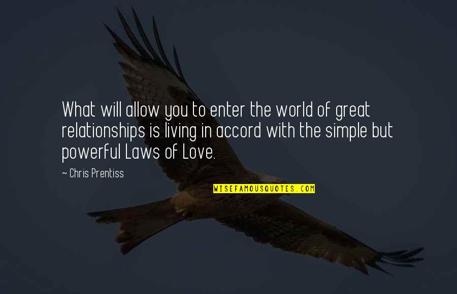 Allow Love Quotes By Chris Prentiss: What will allow you to enter the world