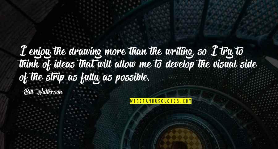 Allow Me Quotes By Bill Watterson: I enjoy the drawing more than the writing,