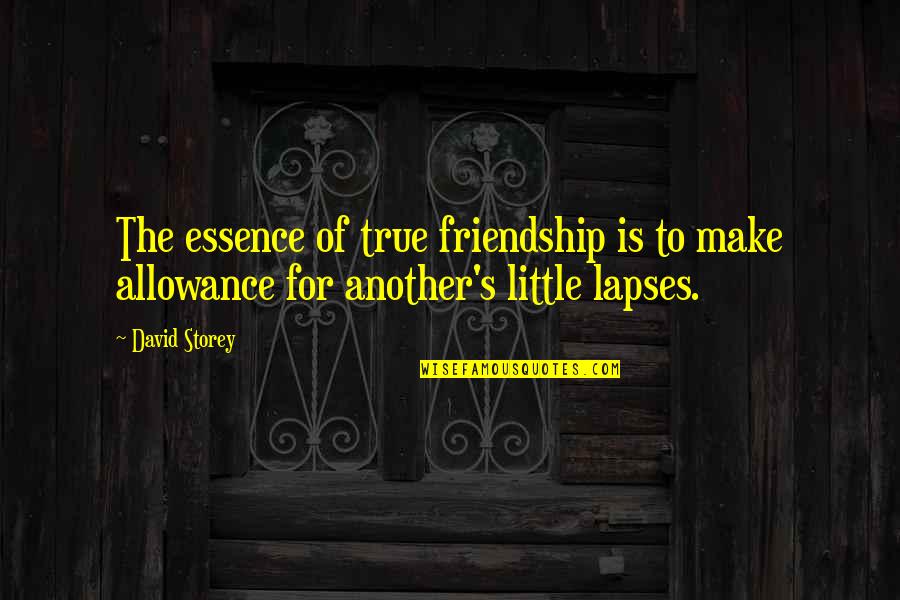 Allowance Quotes By David Storey: The essence of true friendship is to make
