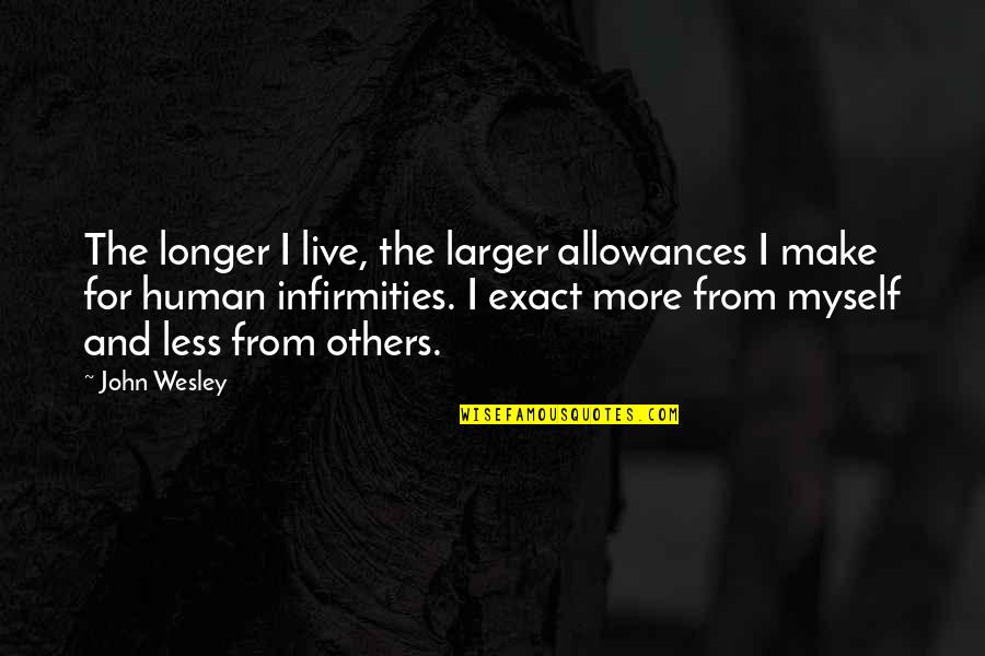 Allowances Quotes By John Wesley: The longer I live, the larger allowances I