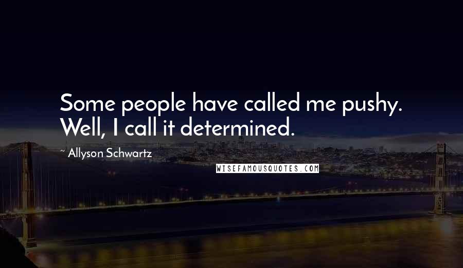 Allyson Schwartz quotes: Some people have called me pushy. Well, I call it determined.