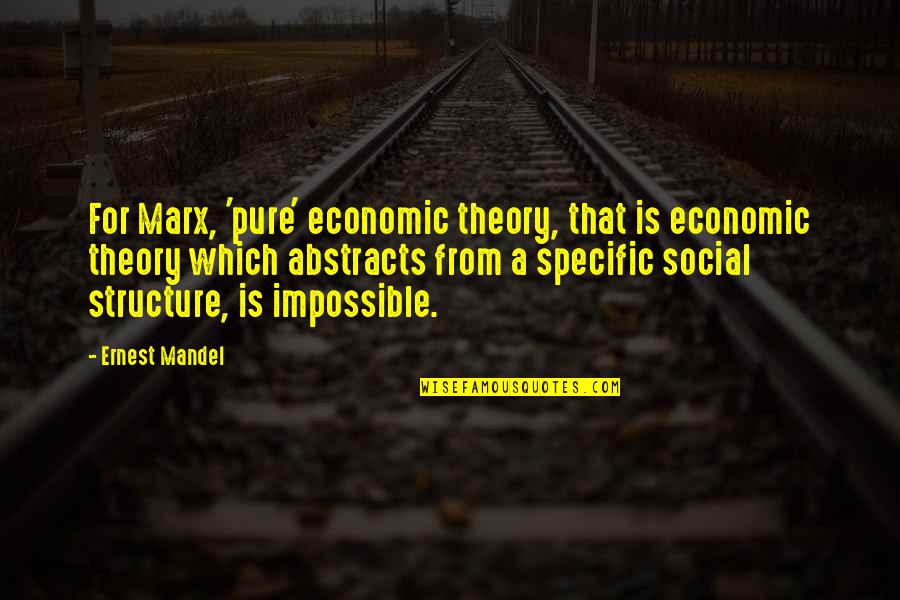 Alma Katsu Quotes By Ernest Mandel: For Marx, 'pure' economic theory, that is economic