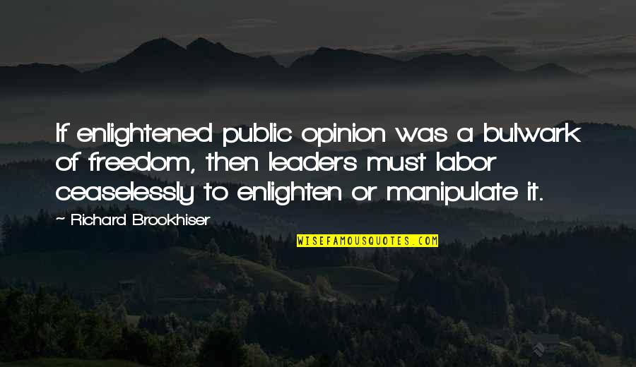 Almebex Quotes By Richard Brookhiser: If enlightened public opinion was a bulwark of