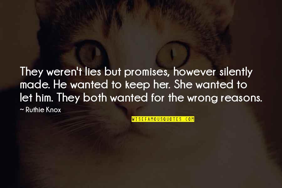 Almost Giving Up On Love Quotes By Ruthie Knox: They weren't lies but promises, however silently made.