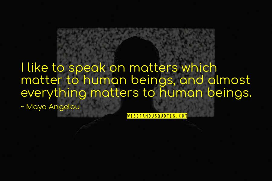 Almost Human Quotes By Maya Angelou: I like to speak on matters which matter