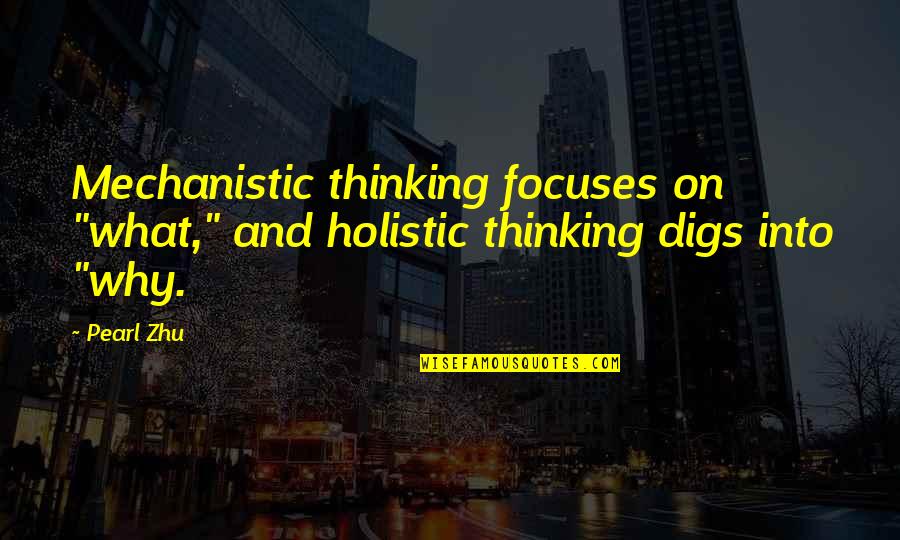 Almut Eggert Quotes By Pearl Zhu: Mechanistic thinking focuses on "what," and holistic thinking