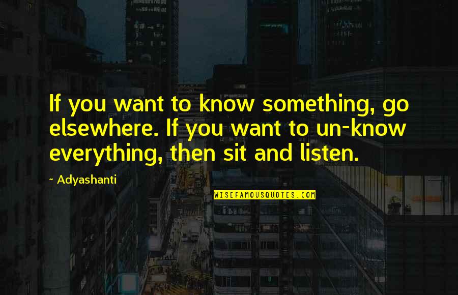 Aloha Life Quotes By Adyashanti: If you want to know something, go elsewhere.