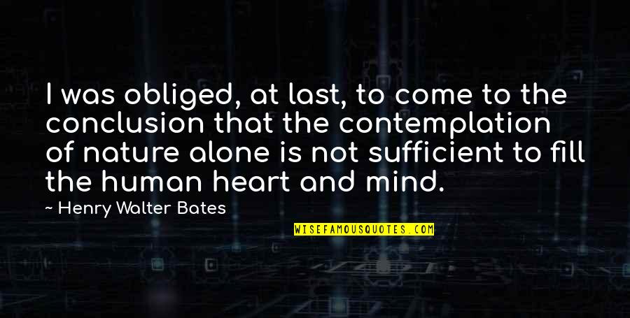 Alone At Last Quotes By Henry Walter Bates: I was obliged, at last, to come to