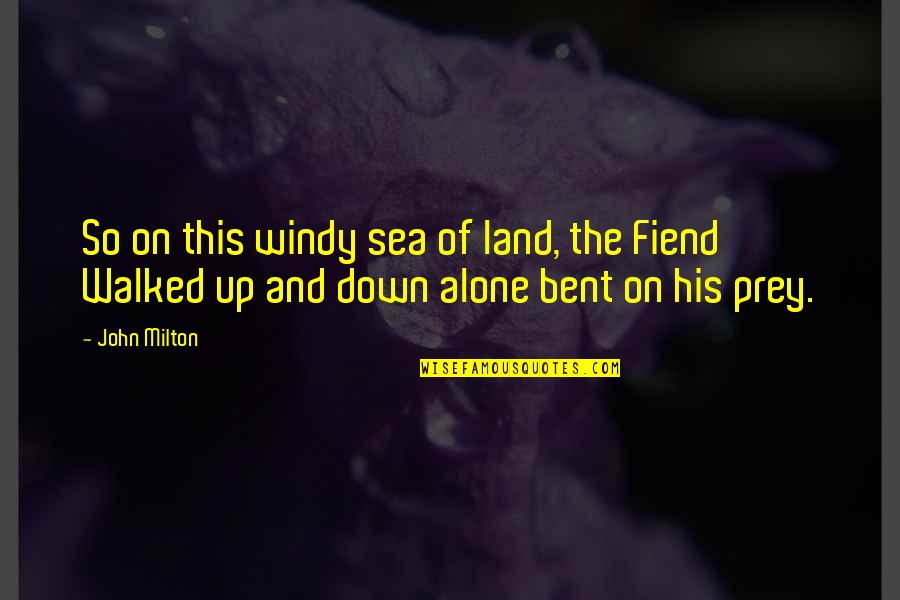 Alone At Sea Quotes By John Milton: So on this windy sea of land, the