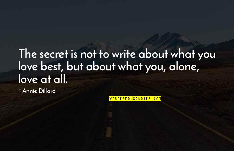 Alone Is The Best Quotes By Annie Dillard: The secret is not to write about what