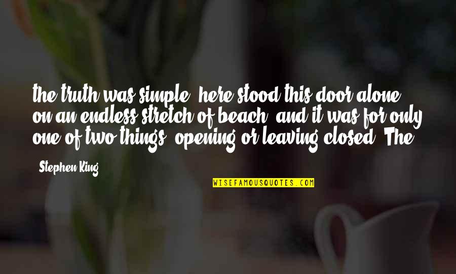 Alone Opening Quotes By Stephen King: the truth was simple: here stood this door Alone Opening Quotes By Stephen King: the truth was simple: here stood this door
