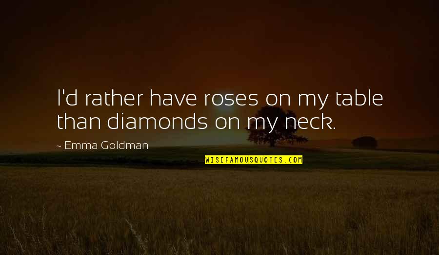 Alow Quotes By Emma Goldman: I'd rather have roses on my table than