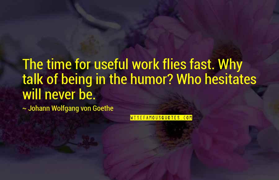 Alscher Blue Quotes By Johann Wolfgang Von Goethe: The time for useful work flies fast. Why