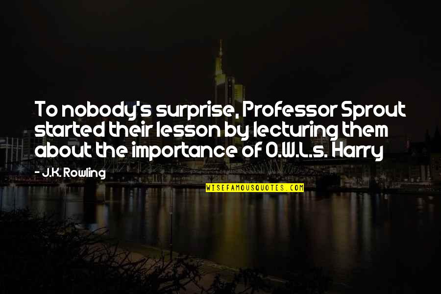 Alt Rit Quotes By J.K. Rowling: To nobody's surprise, Professor Sprout started their lesson