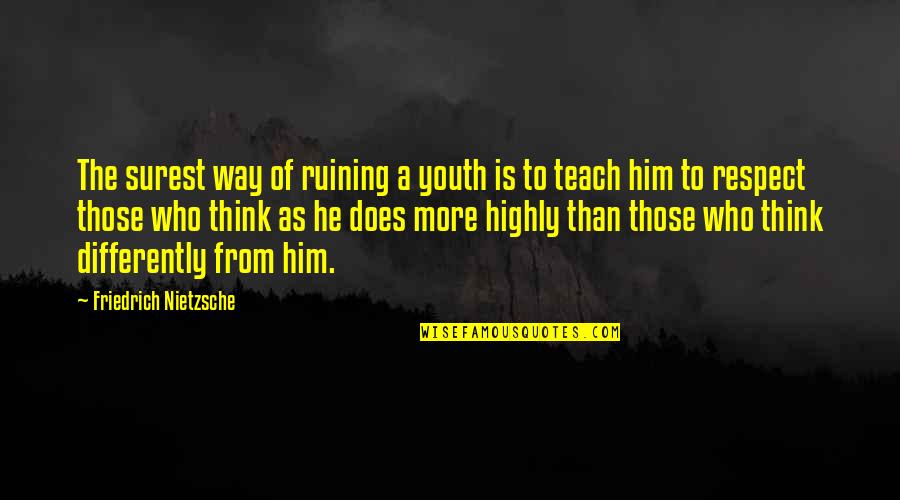 Alternativn V Iva Quotes By Friedrich Nietzsche: The surest way of ruining a youth is