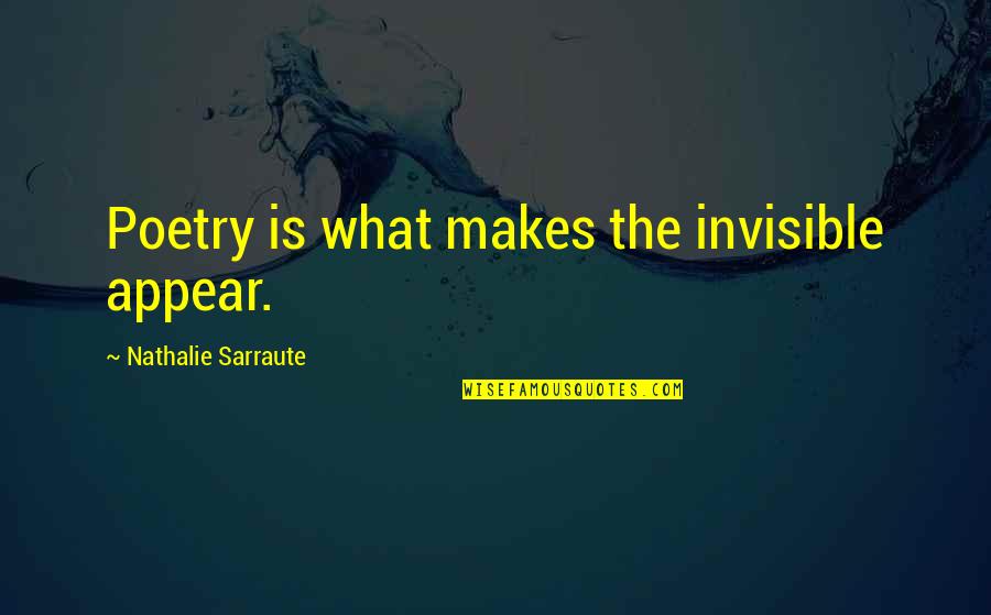 Alternator Quotes By Nathalie Sarraute: Poetry is what makes the invisible appear.