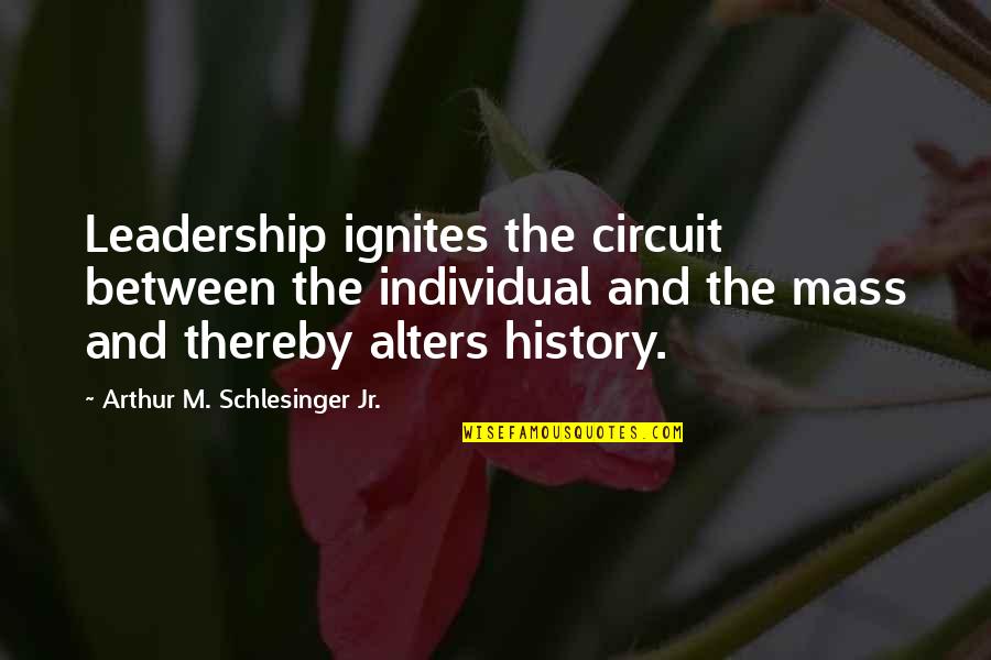 Alters Quotes By Arthur M. Schlesinger Jr.: Leadership ignites the circuit between the individual and