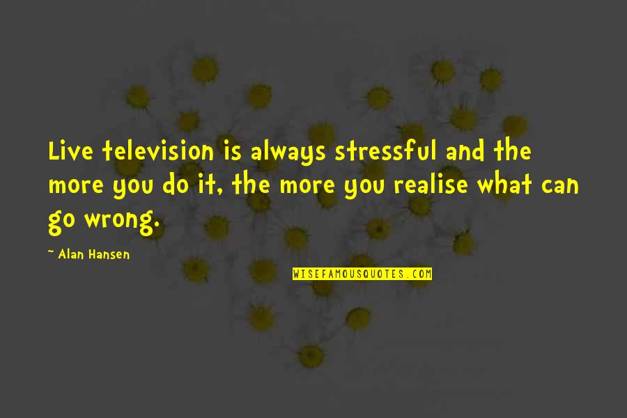 Altfeld Inc Quotes By Alan Hansen: Live television is always stressful and the more Altfeld Inc Quotes By Alan Hansen: Live television is always stressful and the more