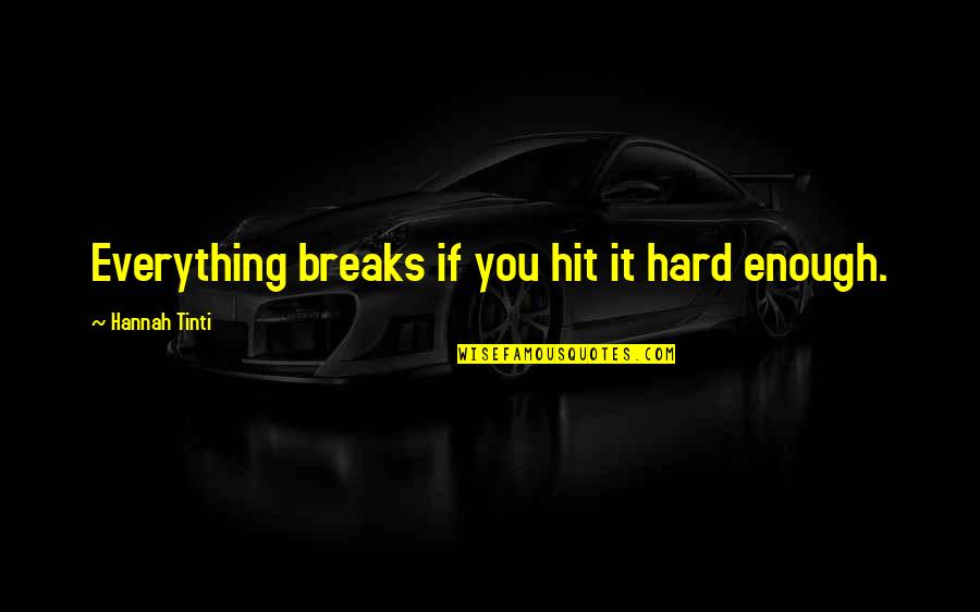 Altiplanicie Pulquera Quotes By Hannah Tinti: Everything breaks if you hit it hard enough.