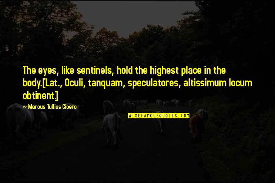 Altissimum Quotes By Marcus Tullius Cicero: The eyes, like sentinels, hold the highest place