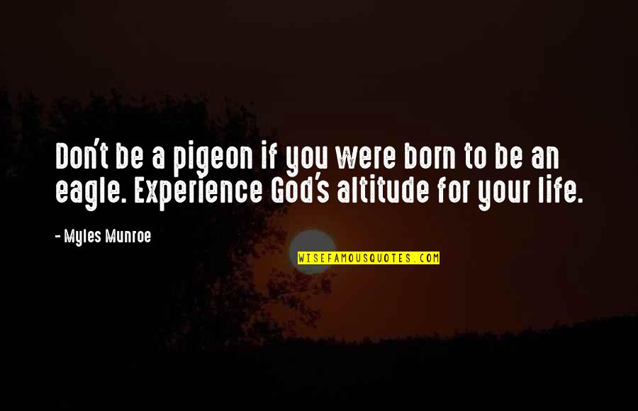 Altitude Quotes By Myles Munroe: Don't be a pigeon if you were born Altitude Quotes By Myles Munroe: Don't be a pigeon if you were born