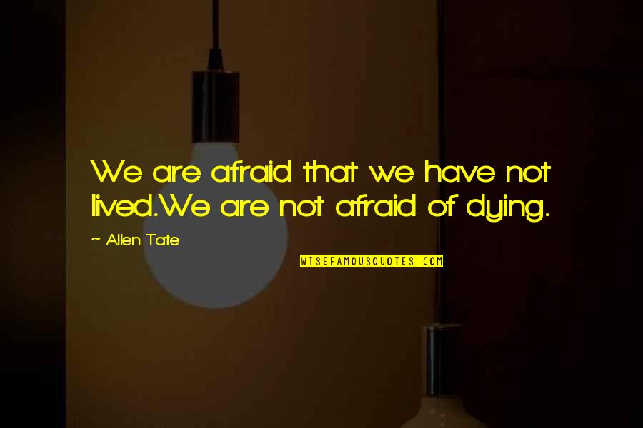 Altitudes Quotes By Allen Tate: We are afraid that we have not lived.We