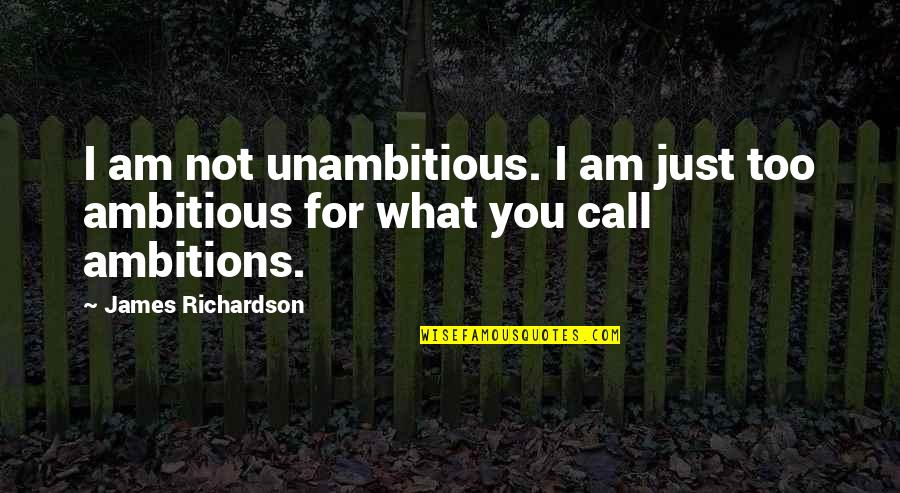 Altitudes Quotes By James Richardson: I am not unambitious. I am just too