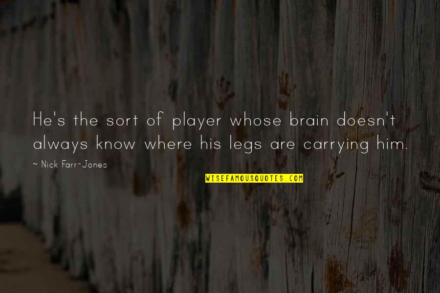 Altruiste En Quotes By Nick Farr-Jones: He's the sort of player whose brain doesn't