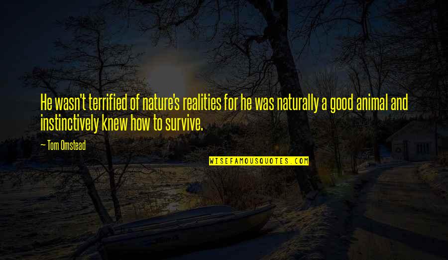 Altschuler Altschuler Quotes By Tom Omstead: He wasn't terrified of nature's realities for he Altschuler Altschuler Quotes By Tom Omstead: He wasn't terrified of nature's realities for he