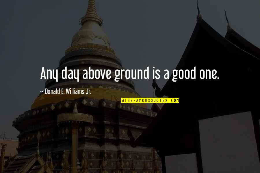 Altsitzer Quotes By Donald E. Williams Jr.: Any day above ground is a good one. Altsitzer Quotes By Donald E. Williams Jr.: Any day above ground is a good one.