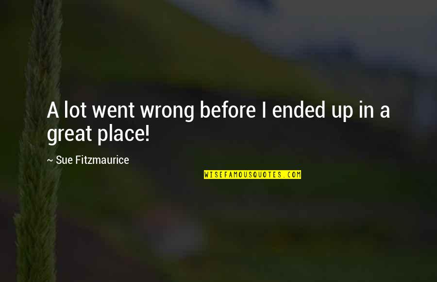 Alucinada Memes Quotes By Sue Fitzmaurice: A lot went wrong before I ended up