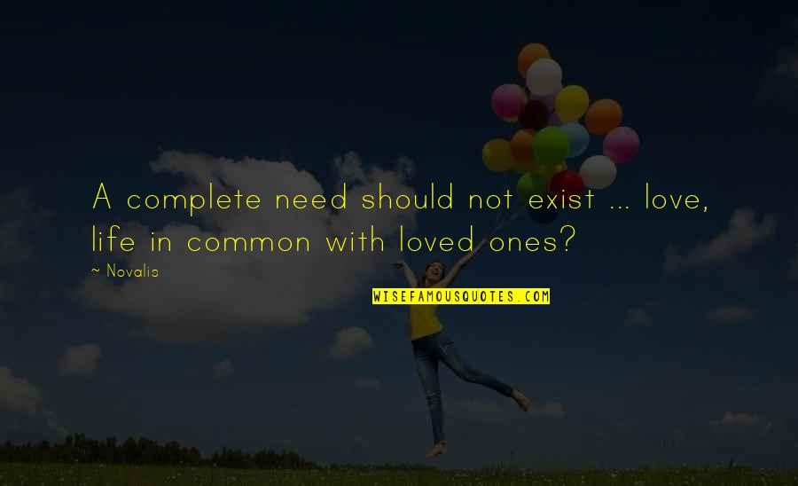 Aluisio Chulapa Quotes By Novalis: A complete need should not exist ... love,