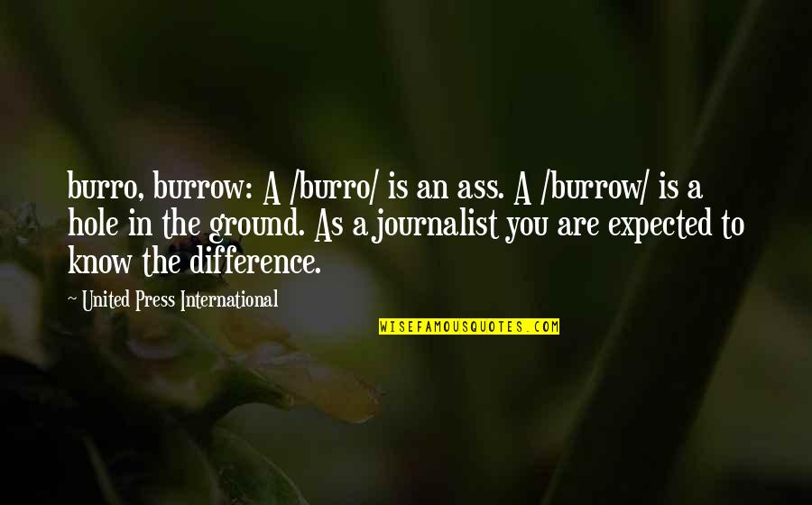 Aluminium Quotes By United Press International: burro, burrow: A /burro/ is an ass. A