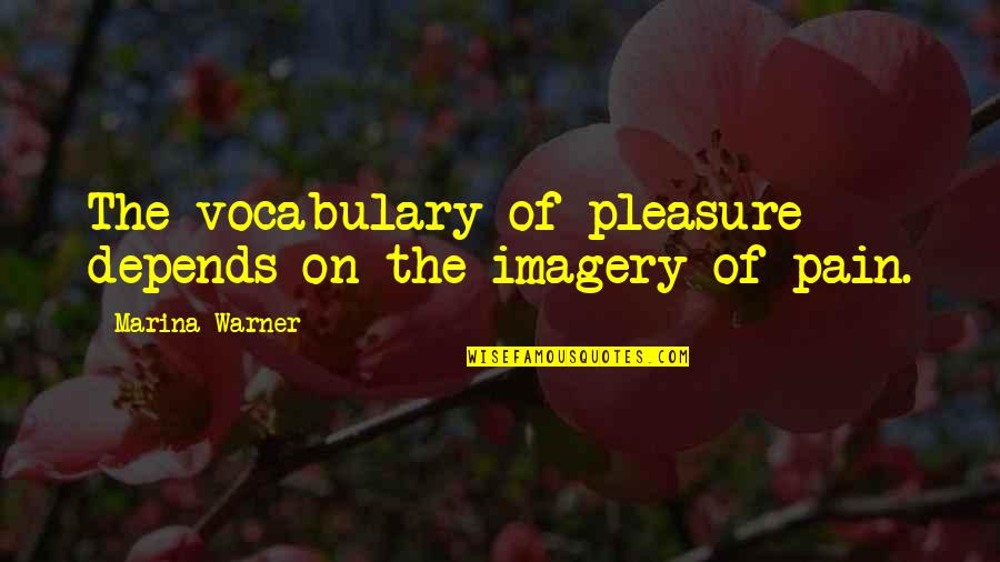 Alumni Reunions Quotes By Marina Warner: The vocabulary of pleasure depends on the imagery Alumni Reunions Quotes By Marina Warner: The vocabulary of pleasure depends on the imagery