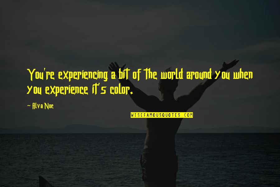 Alva Noe Quotes By Alva Noe: You're experiencing a bit of the world around