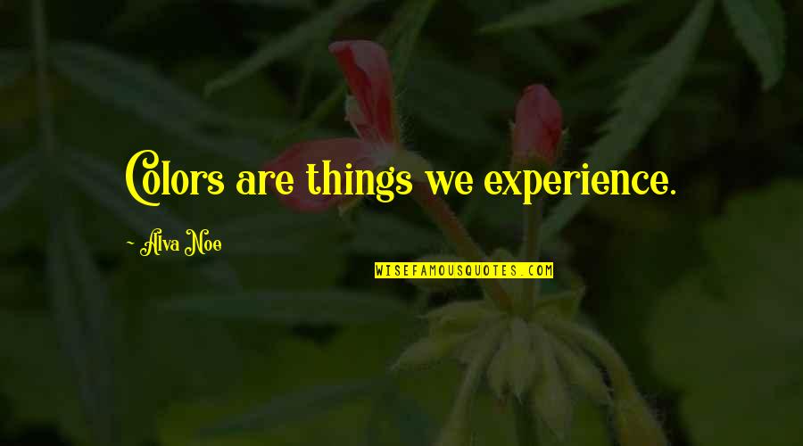 Alva Quotes By Alva Noe: Colors are things we experience.