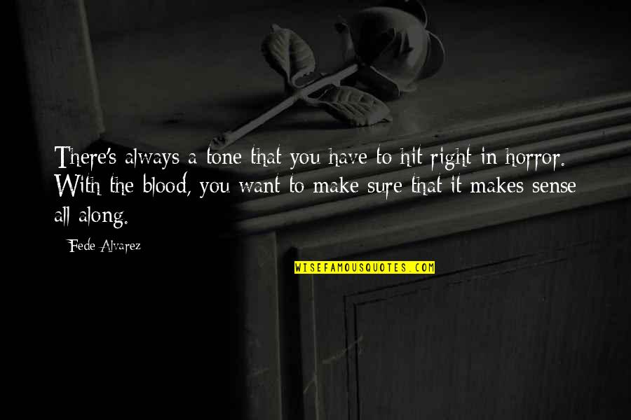 Alvarez Quotes By Fede Alvarez: There's always a tone that you have to Alvarez Quotes By Fede Alvarez: There's always a tone that you have to