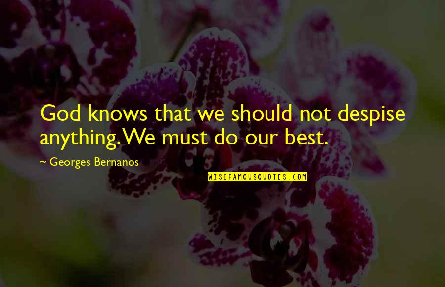 Alves E Quotes By Georges Bernanos: God knows that we should not despise anything.