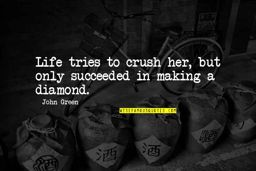 Alvida Ramadan Quotes By John Green: Life tries to crush her, but only succeeded