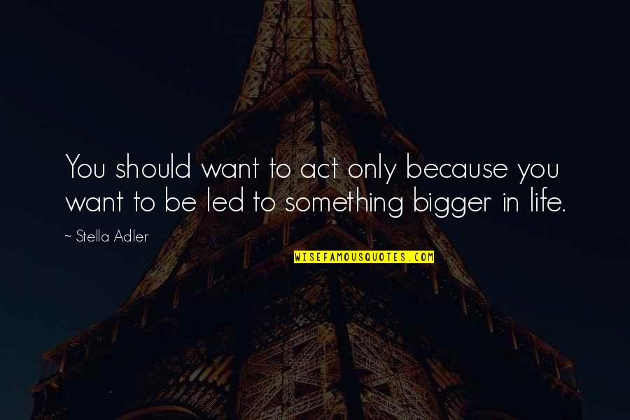 Always Being Truthful Quotes By Stella Adler: You should want to act only because you