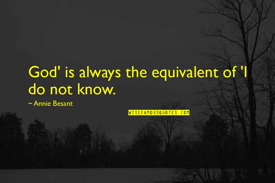 Always Knowing Quotes By Annie Besant: God' is always the equivalent of 'I do