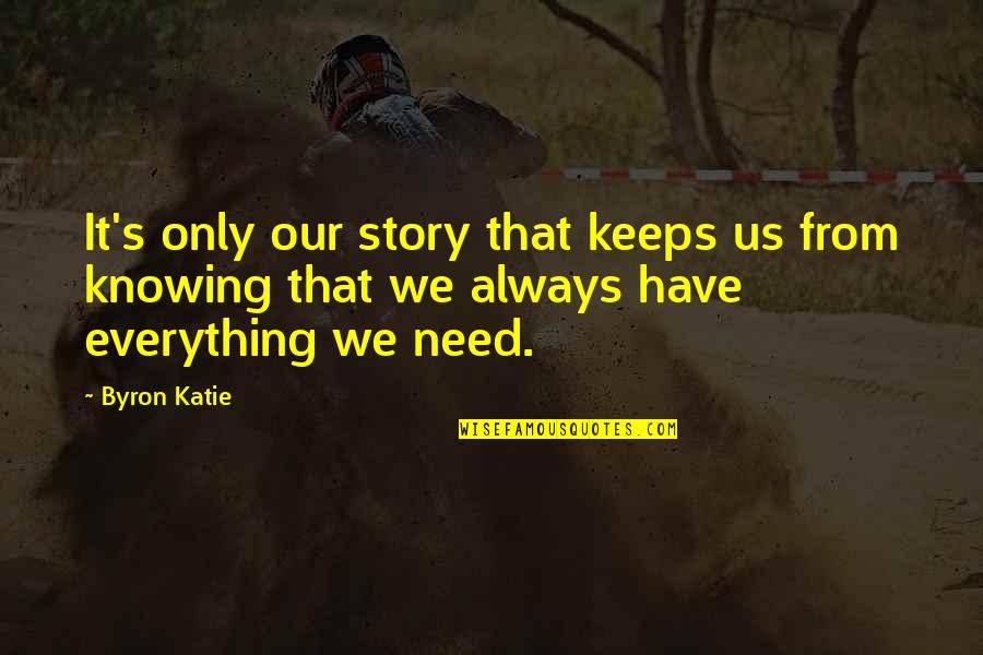 Always Knowing Quotes By Byron Katie: It's only our story that keeps us from