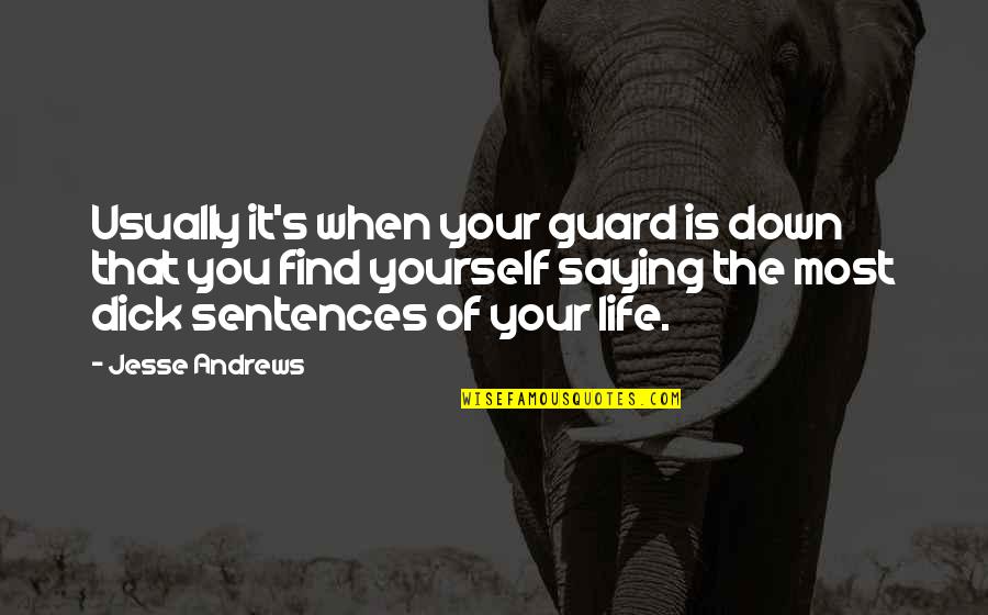 Always Mad At Me Quotes By Jesse Andrews: Usually it's when your guard is down that