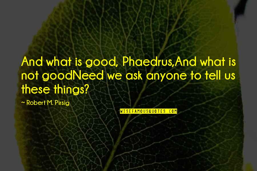 Always Make Time For Friends Quotes By Robert M. Pirsig: And what is good, Phaedrus,And what is not