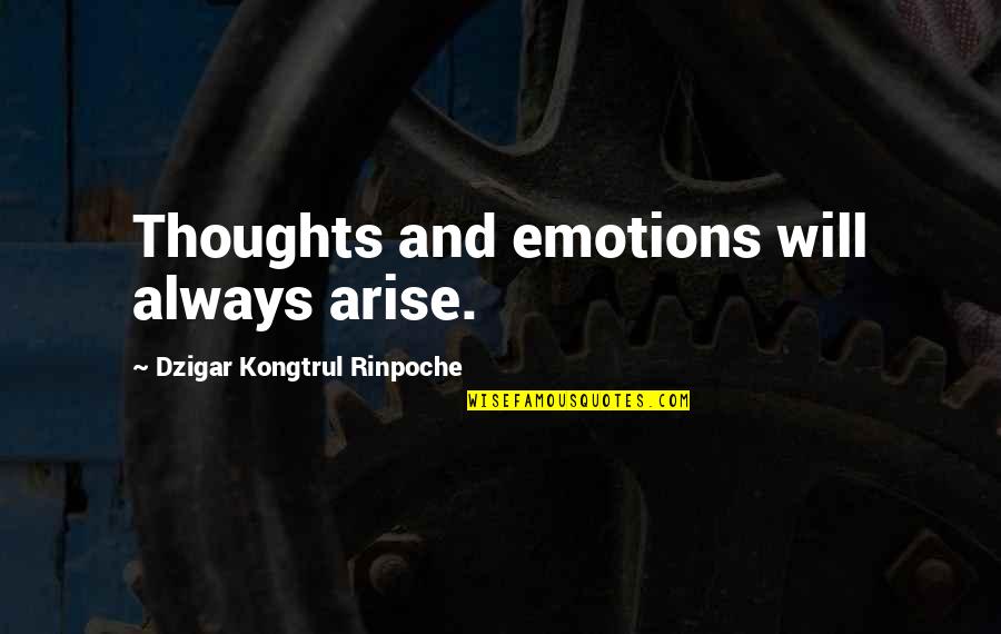Always On My Thoughts Quotes By Dzigar Kongtrul Rinpoche: Thoughts and emotions will always arise.