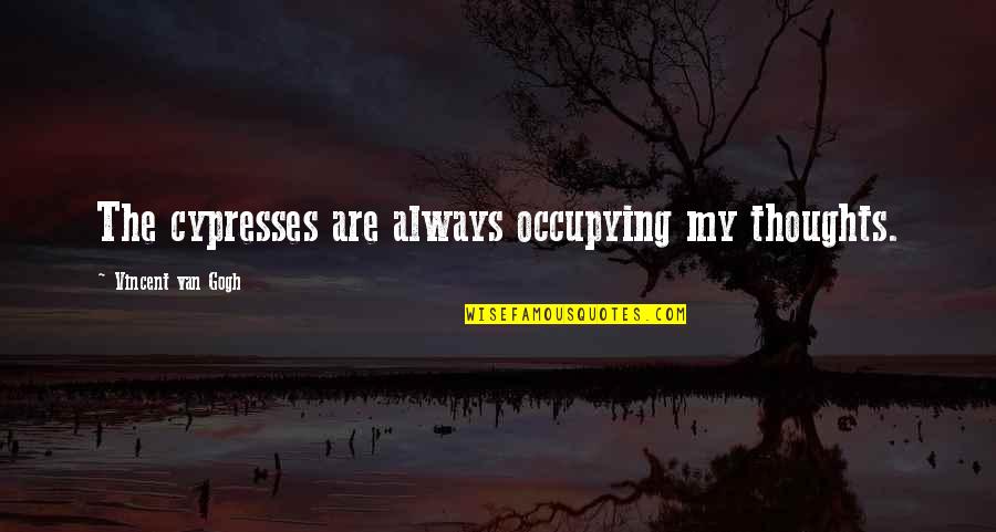 Always On My Thoughts Quotes By Vincent Van Gogh: The cypresses are always occupying my thoughts.