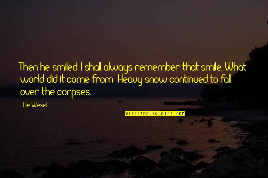 Always Remember Smile Quotes By Elie Wiesel: Then he smiled. I shall always remember that