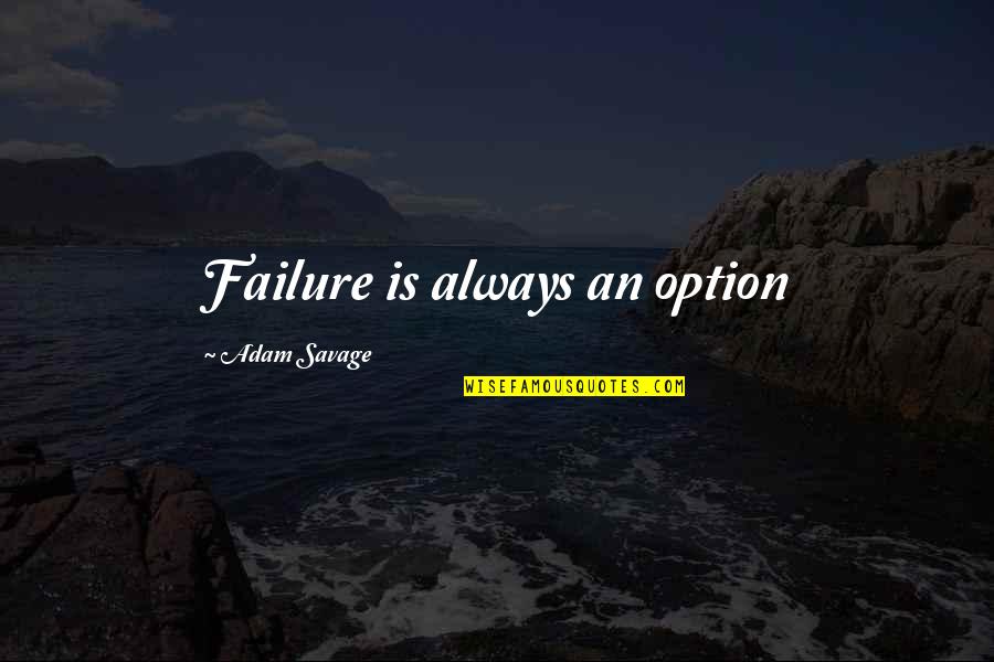 Always Success Quotes By Adam Savage: Failure is always an option Always Success Quotes By Adam Savage: Failure is always an option